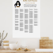 250 Funny Penguin Greeter Wedding Seating Chart Poster (Keuken)