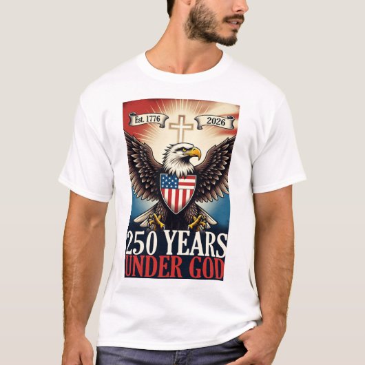 250 Independence Adelaar Embleem Banner T-shirt (Voorkant)