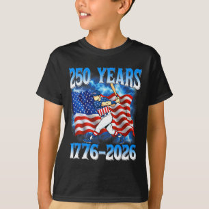 250 Jaar 1776 2026 250e honkbal Amerikaanse vlag 4 T-shirt