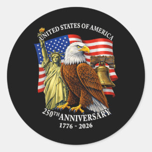 250 Jaar 1776-2026 250e Verjaardag Adelaar Liberty Ronde Sticker