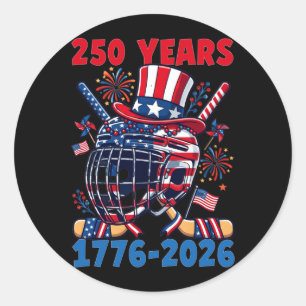 250 Jaar 1776 2026 250ste Verjaardag IJshockey Ronde Sticker