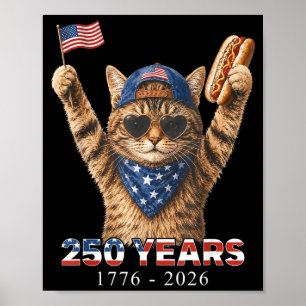 250 Jaar 1776 2026 Grappige Kattenliefhebber Usa V Poster