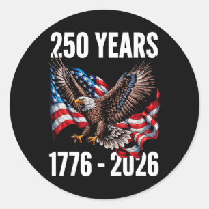 250 Jaar 1776-2026 Patriottische Adelaar Vlag 2026 Ronde Sticker