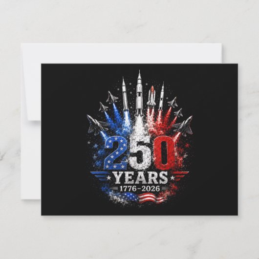 250 jaar 1776–2026 Patriottische Hemel Viering Gra Save The Date (Voorkant)
