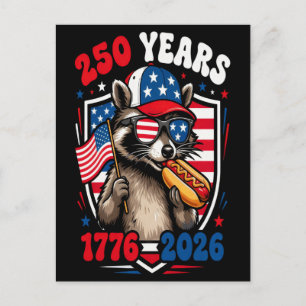 250 jaar 1776 2026 patriottische wasbeer usa onafh feestdagenkaart