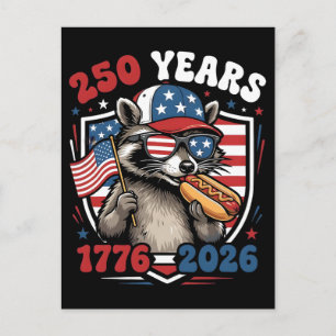 250 jaar 1776 2026 patriottische wasbeer usa onafh feestdagenkaart