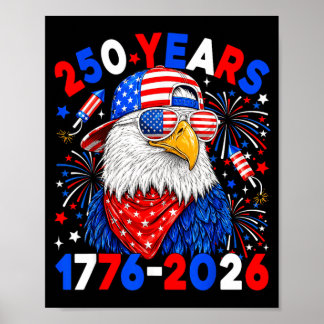 250 Jaar 250ste Verjaardag Adelaar 4de Juli Jongen Poster