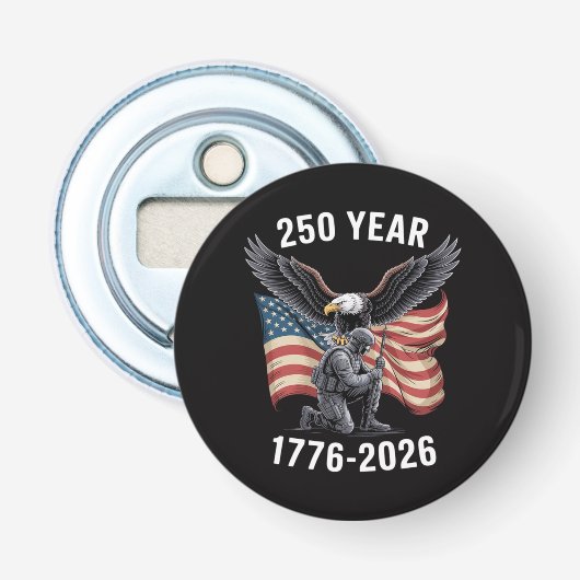 250 Jaar 250ste Verjaardag VS 4 juli  Button Flesopener (Voorkant)