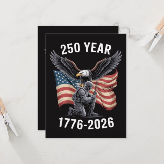 250 Jaar 250ste Verjaardag VS 4 juli Kaart (Voorkant / Achterkant in situ)