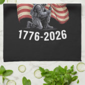 250 Jaar 250ste Verjaardag VS 4 juli Theedoek (Gevouwen)