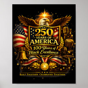 250 jaar Amerika 100 jaar zwarte geschiedenis Ex Poster