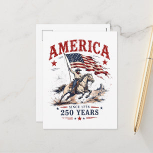 250 Jaar Amerika 1776 2026 Patriottische Cowboy Feestdagenkaart