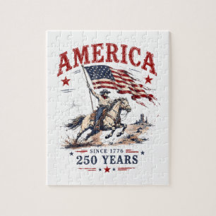 250 Jaar Amerika 1776 2026 Patriottische Cowboy Legpuzzel
