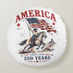 250 Jaar Amerika 1776 2026 Patriottische Cowboy Rond Kussen