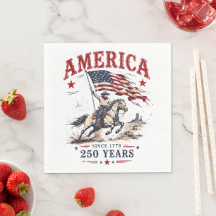 250 Jaar Amerika 1776 2026 Patriottische Cowboy Servet