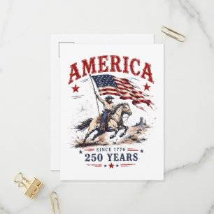 250 Jaar Amerika 1776 2026 Patriottische Cowboy Uitnodiging Briefkaart