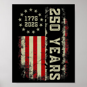 250 Jaar Amerika 1776 2026 Usa Vlag 250e Onafhanke Poster