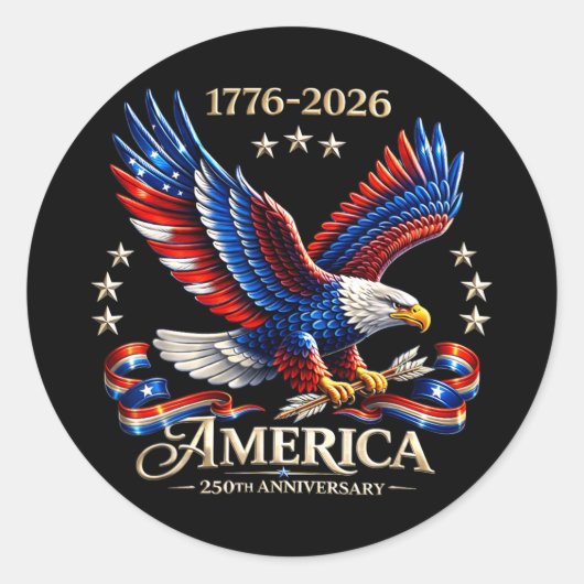 250 jaar Amerika 250e 4 juli viering Ronde Sticker (Voorkant)