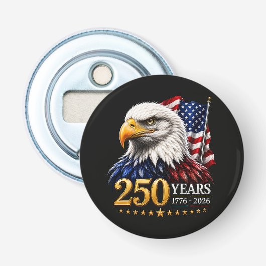 250 Jaar Amerika 250e Verjaardag Patriottisch VS Button Flesopener (Voorkant)