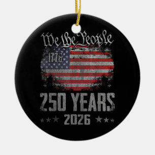 250 Jaar Amerika 250e Verjaardag USA Patriottisch Keramisch Ornament