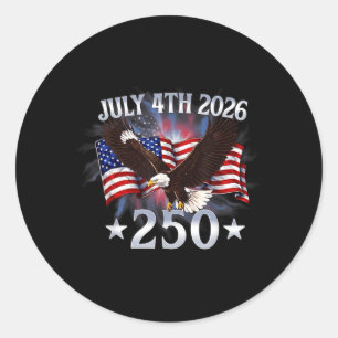 250 Jaar Amerika 250e Verjaardag VS Vlag 4e Ronde Sticker