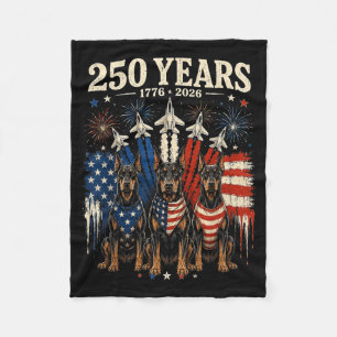 250 Jaar Amerika Dobermann Pinscher Patriottisch V Fleece Deken