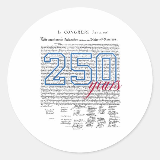250 Jaar Amerika Jubileum 250ste Onafhankelijkheid Ronde Sticker (Voorkant)