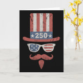 250 Jaar Amerika Oom Sam Grappig Patriotisch Kaart (Gele Bloem)