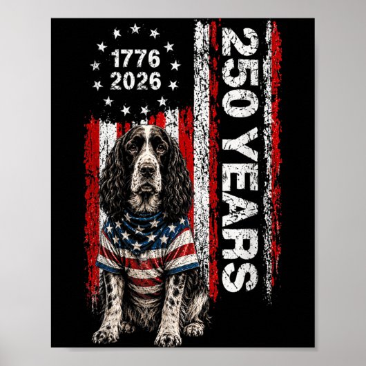 250 Jaar Amerika Springer Spaniel Hond Usa 4 juli Poster (Voorkant)
