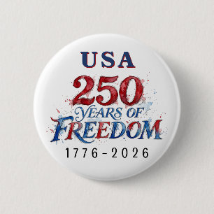 250 Jaar Amerika Verjaardag Ronde Button 5,7 Cm