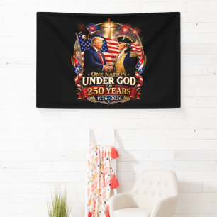 250 Jaar Amerika Verjaardag Trump Washington Spandoek