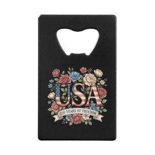 250 Jaar Amerika Verjaardagsbloemen USA 250e Bi Creditkaart Flessenopener