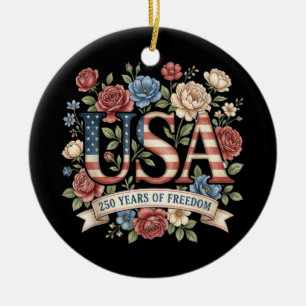 250 Jaar Amerika Verjaardagsbloemen USA 250e Bi Keramisch Ornament