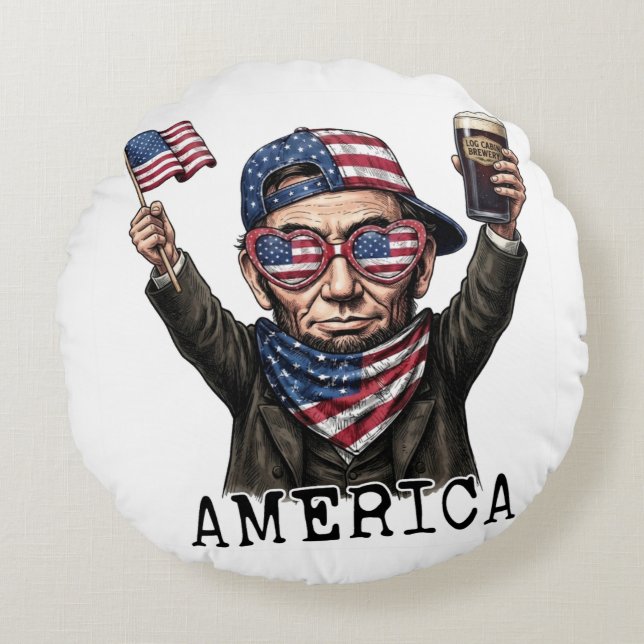 250 jaar Amerika viering 1776 Lincoln Abe Rond Kussen (Voorkant)
