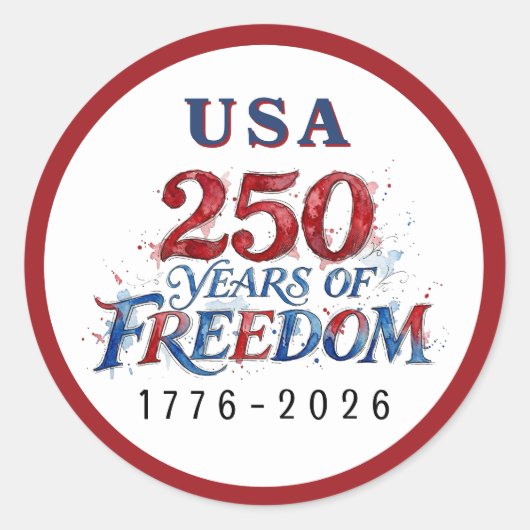 250 Jaar Amerika Viering Ronde Sticker (Voorkant)
