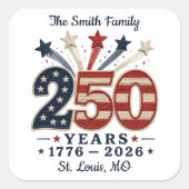 250 Jaar Amerika Viering van het Jubileum Vierkante Sticker (Voorkant)