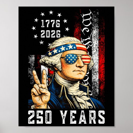 250 Jaar Amerikaans 1776 2026 Grappig Washington 4 Poster (Voorkant)