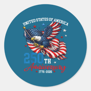 250 jaar amerikaans 250-jarig jubileum VS vlag 4 Ronde Sticker