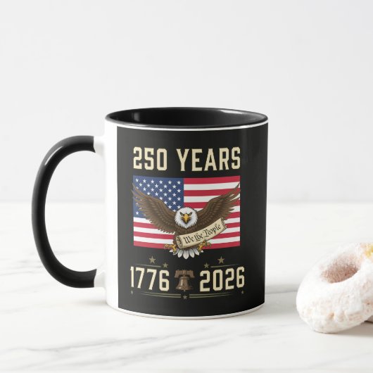 250 Jaar Amerikaans Erfgoed 1776 2026 Mok (Met donut)
