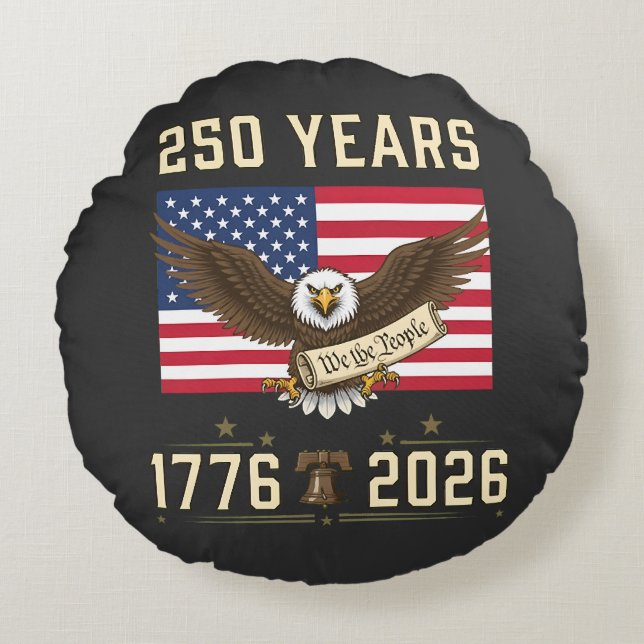 250 Jaar Amerikaans Erfgoed 1776 2026 Rond Kussen (Voorkant)
