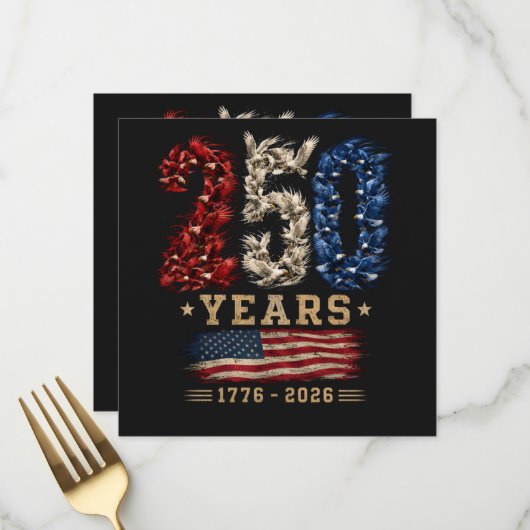 250 Jaar Amerikaanse Adelaar Vlag Patriottisch Menu (Voorkant / Achterkant in situ)