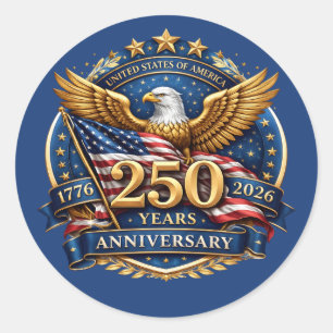 250 Jaar Amerikaanse Onafhankelijkheid Patriotisch Ronde Sticker