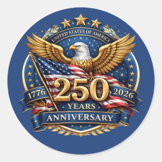 250 Jaar Amerikaanse Onafhankelijkheid Patriotisch Ronde Sticker