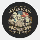 250 Jaar Amerikaanse Onafhankelijkheid Ronde Sticker (Voorkant)