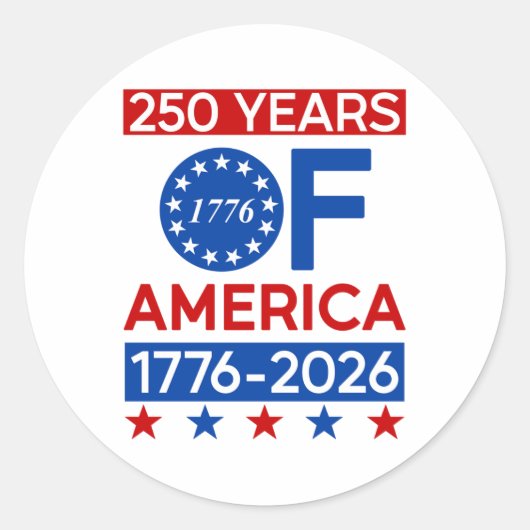 250 jaar Amerikaanse revolutie Semiquincentenni Ronde Sticker (Voorkant)