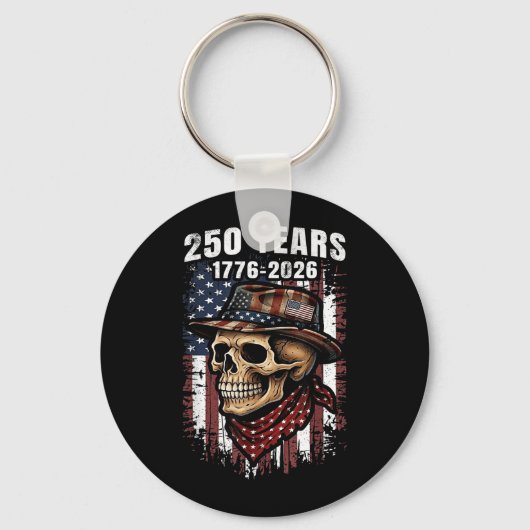250 Jaar Amerikaanse Schedel Skelet Patriottisch Sleutelhanger (Voorkant)