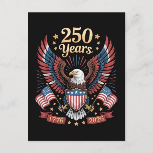 250 Jaar Amerikaanse verjaardag Briefkaart (Voorkant)