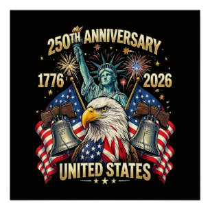 250 Jaar Amerikaanse Viering 1776-2026 USA Vlag Perfect Poster