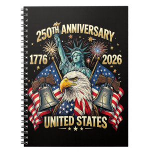 250 Jaar Amerikaanse Viering 1776-2026 VS Vlag  Notitieboek