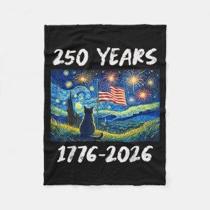 250 Jaar Amerikaanse Vlag 1776-2026 Kat Sterrennac Fleece Deken